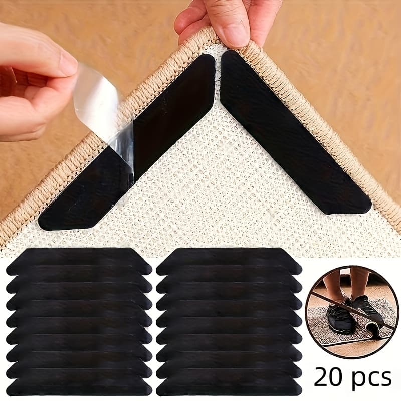 TEMU 20pcs Carpet Tape, Non-slip Rug Grippers And Pads With Washable Removble Double-sided Anti-curl Corner Holdbacks For Hardwood Floors & Ceramic/tile