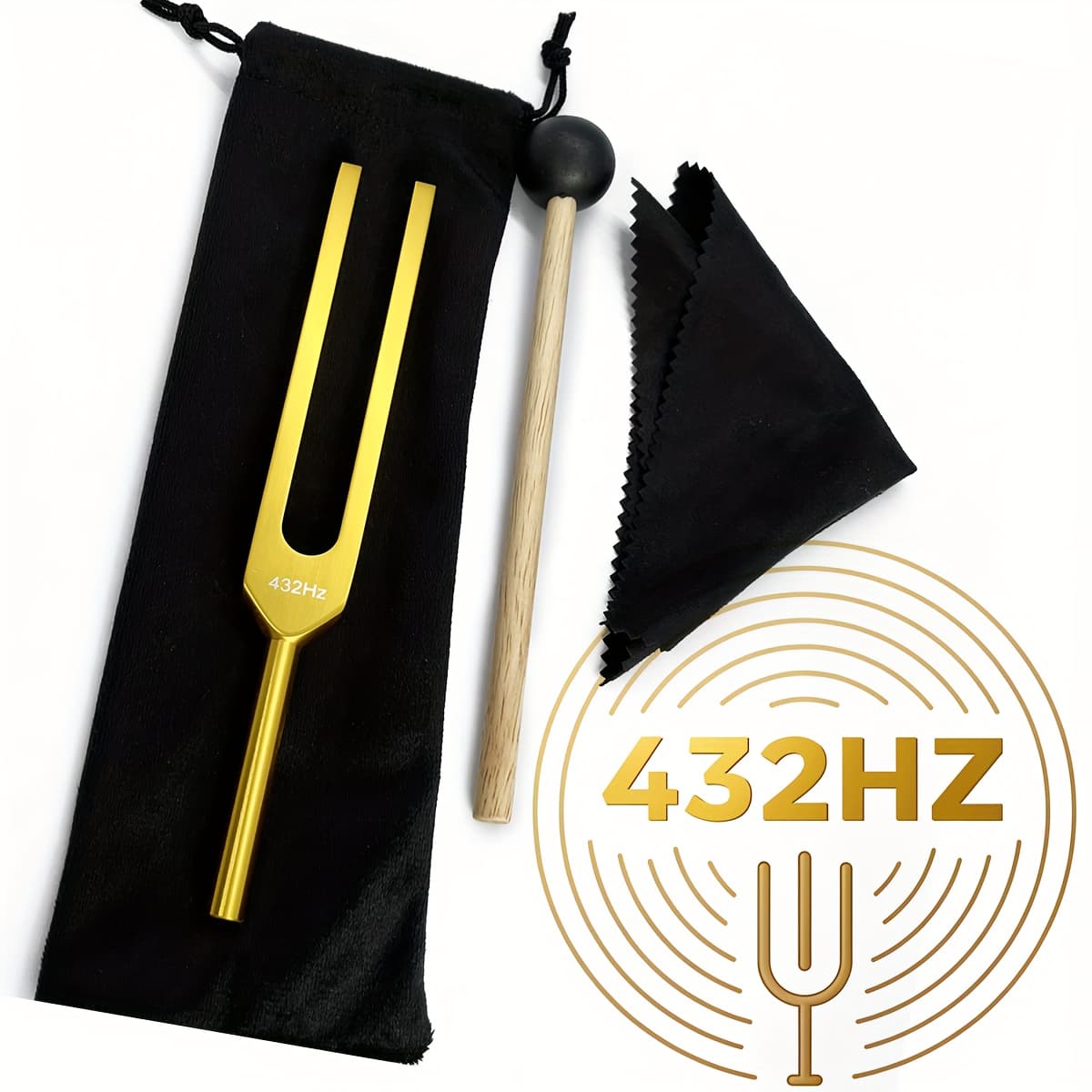 TEMU Golden Tuning Fork Set - Environmental Tool For Personal And Practice Resonance Kit - Home Self-accessory For Atmosphere, Elegant And Unique Gift