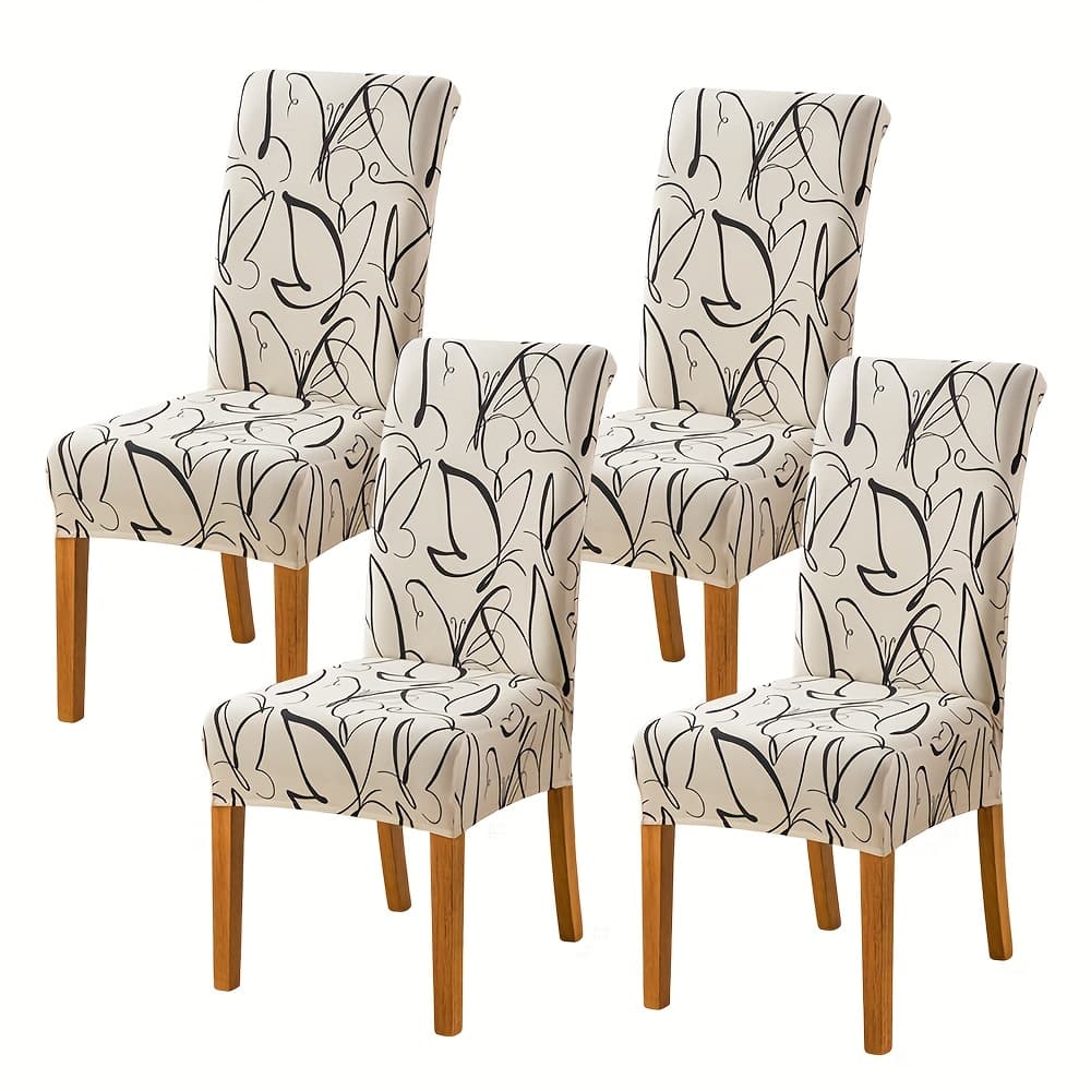 TEMU Chair Covers Slipcovers Set Of 4 And 6, Spandex Super Fit Stretch Removable Washable Kitchen Parsons Protector For Dining Room, Hotel, Ceremony