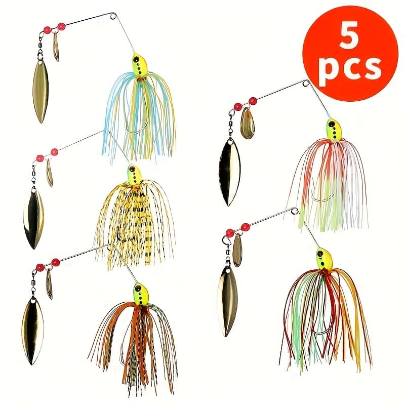 TEMU 5pcs High-end Sinking Beard Trout Spinner Lure Set - Vibrant Multicolor Fishing Lures With , Ideal For Freshwater Fishing, Fishing Lures And Baits