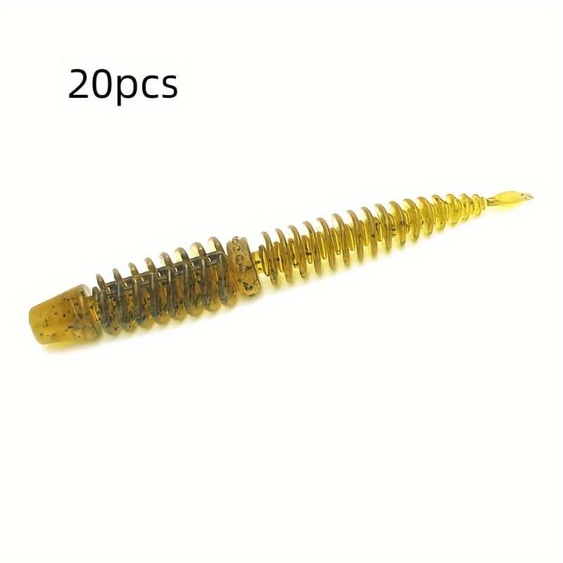 TEMU 20pcs 3.15" Bionic Soft Worm Fishing Lures - High , Floating Design With Sparkling Salt & Reverse Thread For Hooking