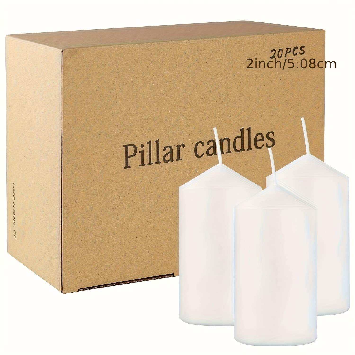 TEMU 20pcs 2 Inch (2*3in, 5*7.5cm) White Column Wax, No Drip, , No Fragrance, Home Dinner Candle, Hand-, High Quality, Suitable For Church, Family, Wedding, Home Decoration, Suitable For Festivals.