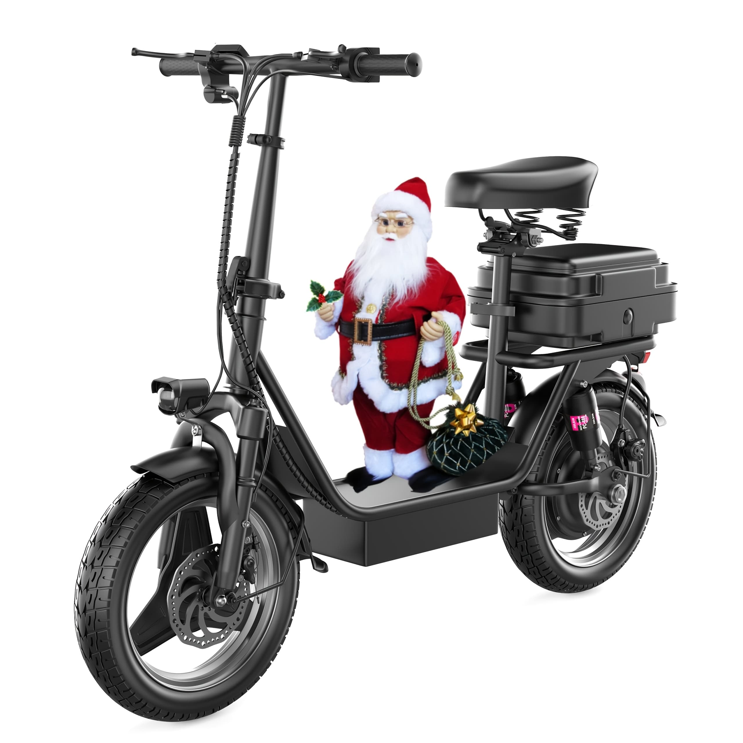 TEMU 749w Scooter, 48v 18a Large-capacity Battery, Range Up To 35 Miles, With Seat & Rear Trunk, 3-speed , High-performance Commuter Electric Scooter, Brakes & Key-lockable Rear Trunk (detachable)