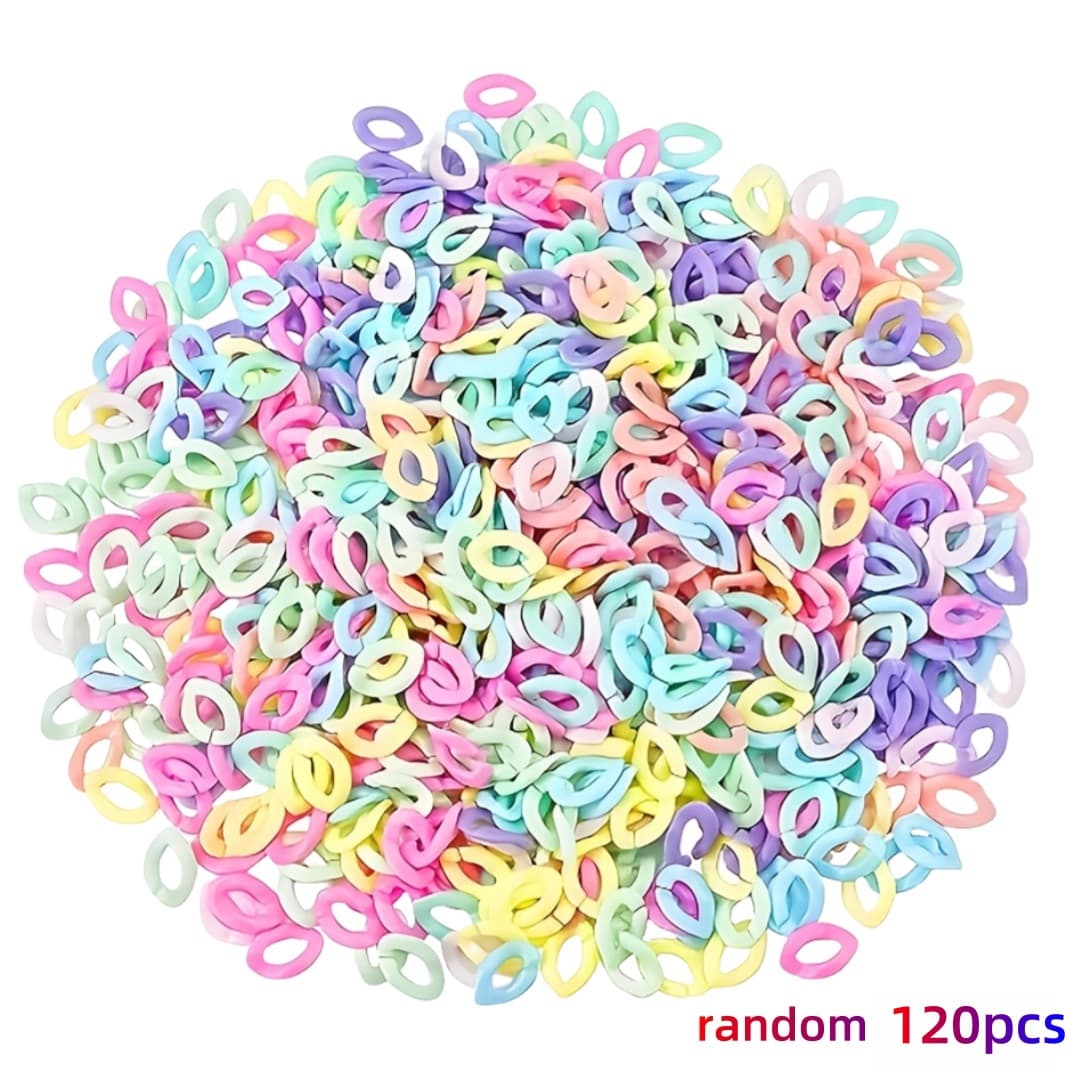 TEMU 120pcs Set 17*23mm Macaron Random Colored Twist Chain Bead Clasps For Diy Necklace, Phone Pouch Chain, Jewelry Making, Decorative Accessories, Gift