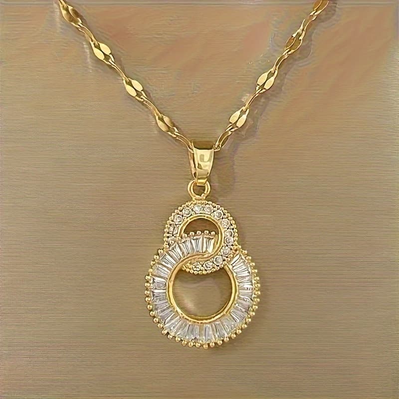 TEMU Double-ring 8-figure Necklace, Light Luxury, Easy Temperament, Design, Versatile Jewelry, Non-fading, High-end Chain