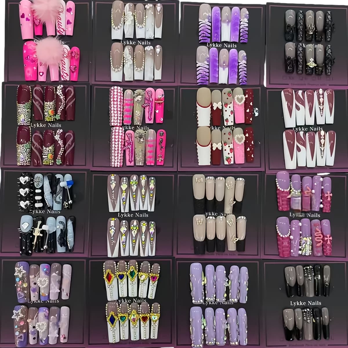 TEMU 192pcs Press On Nails Set With Heart Designs, Nude Pink Mixed Colors, Includesjelly Glue & Nail File, Reusable & Long-lasting, Easy To Apply, Perfect For Daily, Date & Party Use