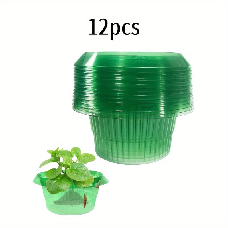 TEMU 12pcs Green Transparent Seedling Cover, Snail And Pest Barrier, Thickened Round Seedling Cover, Beautiful Special, Thickened Plastic For Indoor/outdoor Gardening