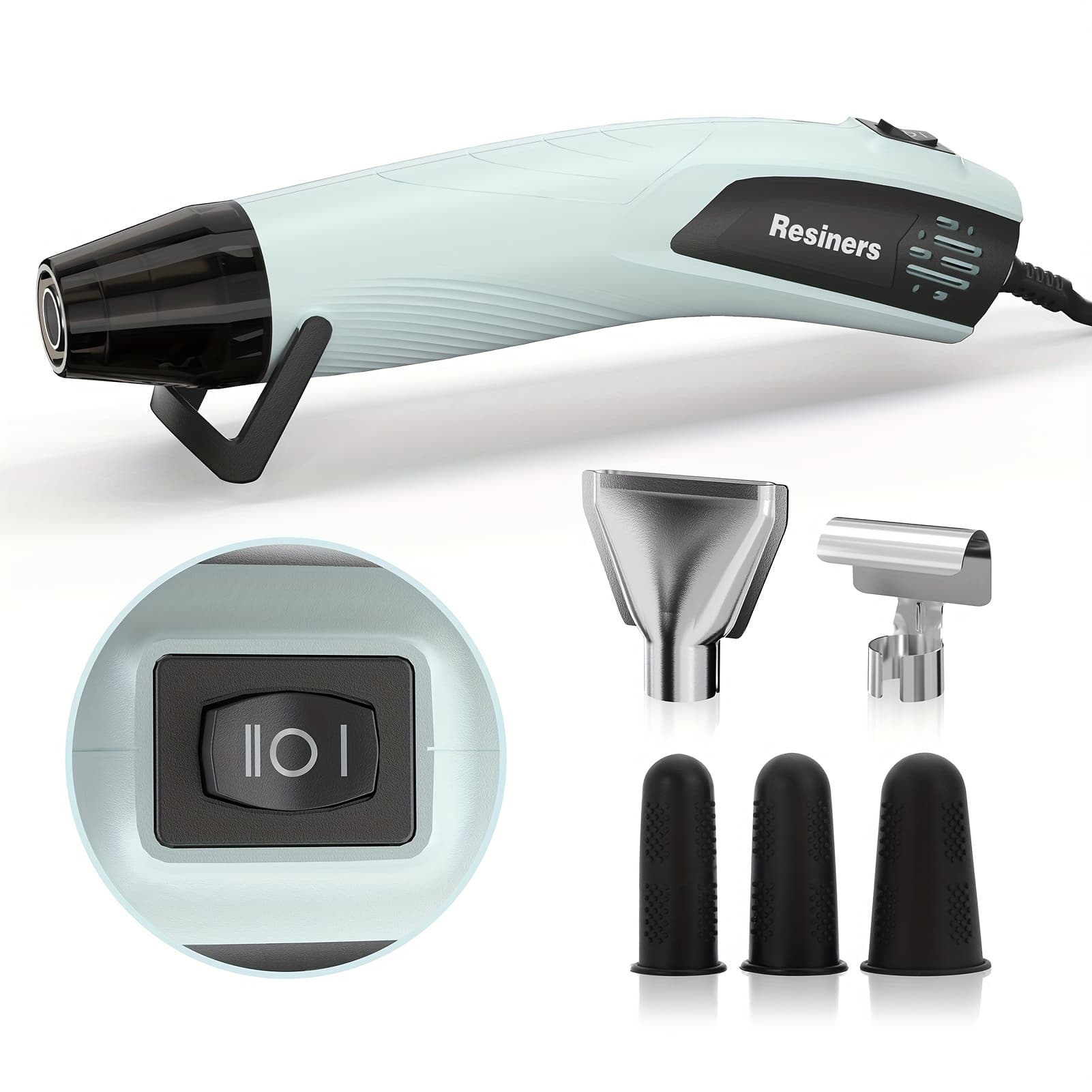 TEMU Resiners Resin Heat Gun, Fast Dual Temperature Hot Air Gun, 3 Nozzles And 3 Caps, For Bubble Removal, Vinyl Shrink Wrap, Candle Making, Epoxy Resin