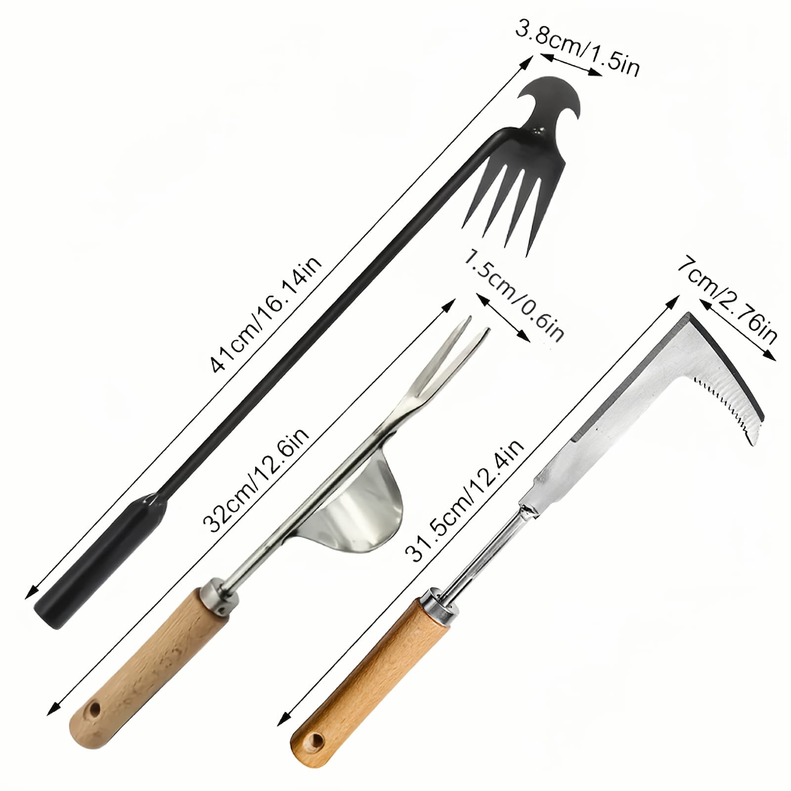 TEMU 3pcs Weed Removal Tool Set, Manual Hand Weed Puller, Crack Weed Remover, Stainless Steel Weed Digging Tool, Paving Stone Moss Eraser, L-shaped Garden Crack , Lawn Edge Tool And Driveway
