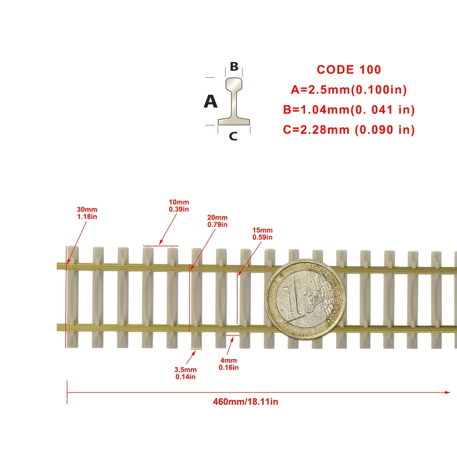 TEMU 5pcs Ho Scale 1:87 Track Flexible Rail 46cm With Rail Joiner And Screws