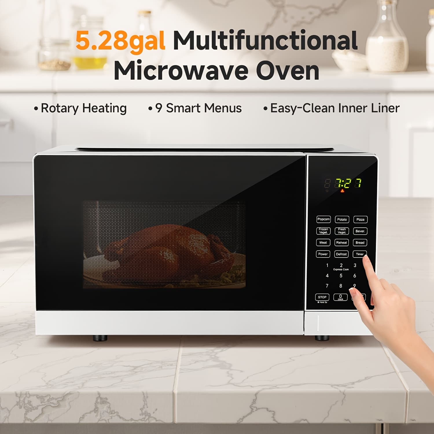 TEMU Amzchef 700 Watts, 0.7 Cu. Ft. - Microwave Oven With Led Lighting And Child Lock - Perfect For Apartments And Dorms - Defrosting, Baking Potatoes, Pizza, Meats, Breads, And Pastries