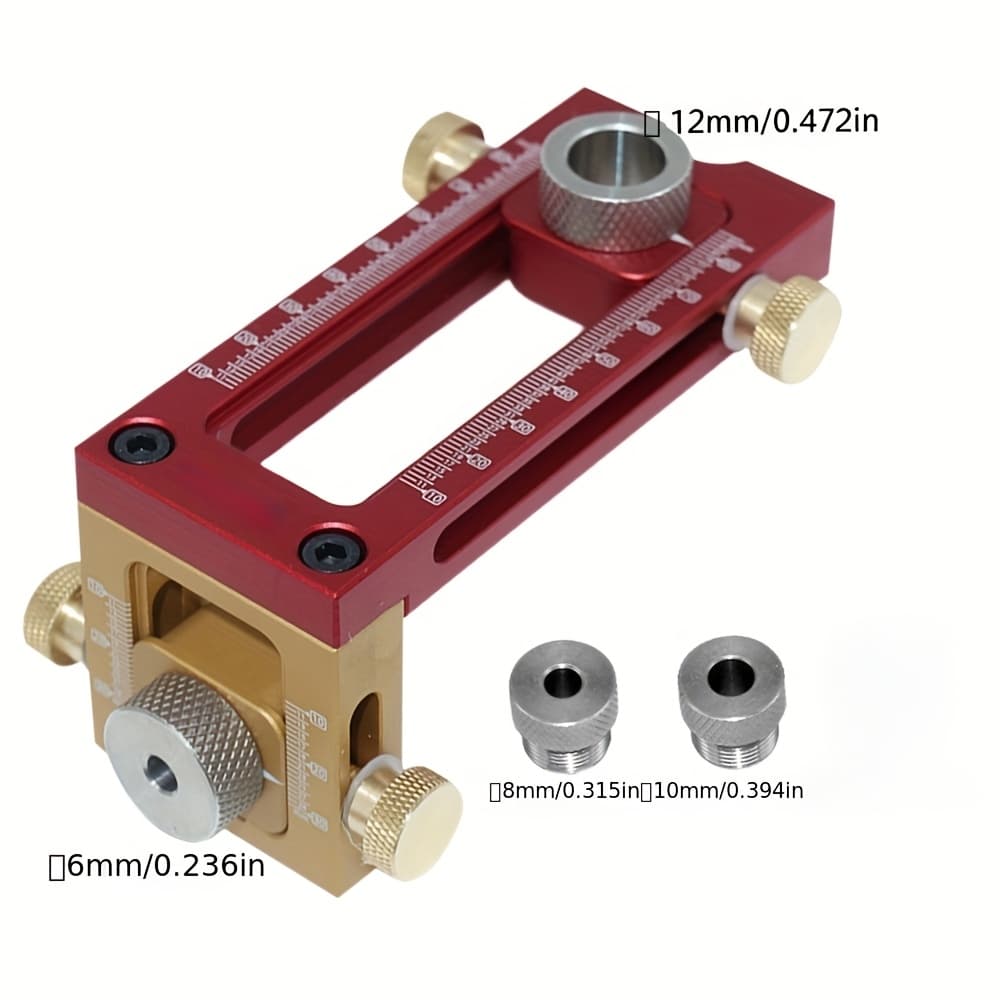 TEMU 4-size Drill Guide Fixture Set | Woodworking 2-in-1 Hole Locator | 6/8/10/12mm Cabinet Screw And Joint Punching Tool | Diy Furniture Making Tool Kit