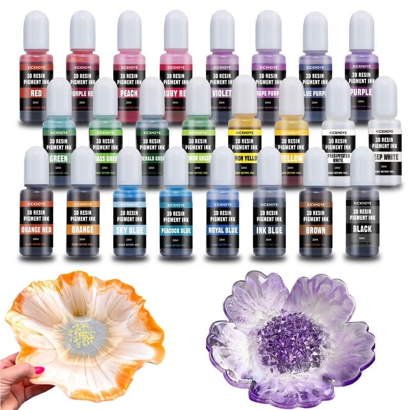 TEMU 24pcs Concentrated Alcohol Ink Set, Vibrant Colors Alcohol-based Resin Ink For Epoxy Resin, Alcohol Paint Dye For Resin Art, Tumblers, Epoxy Resin (each 10ml)