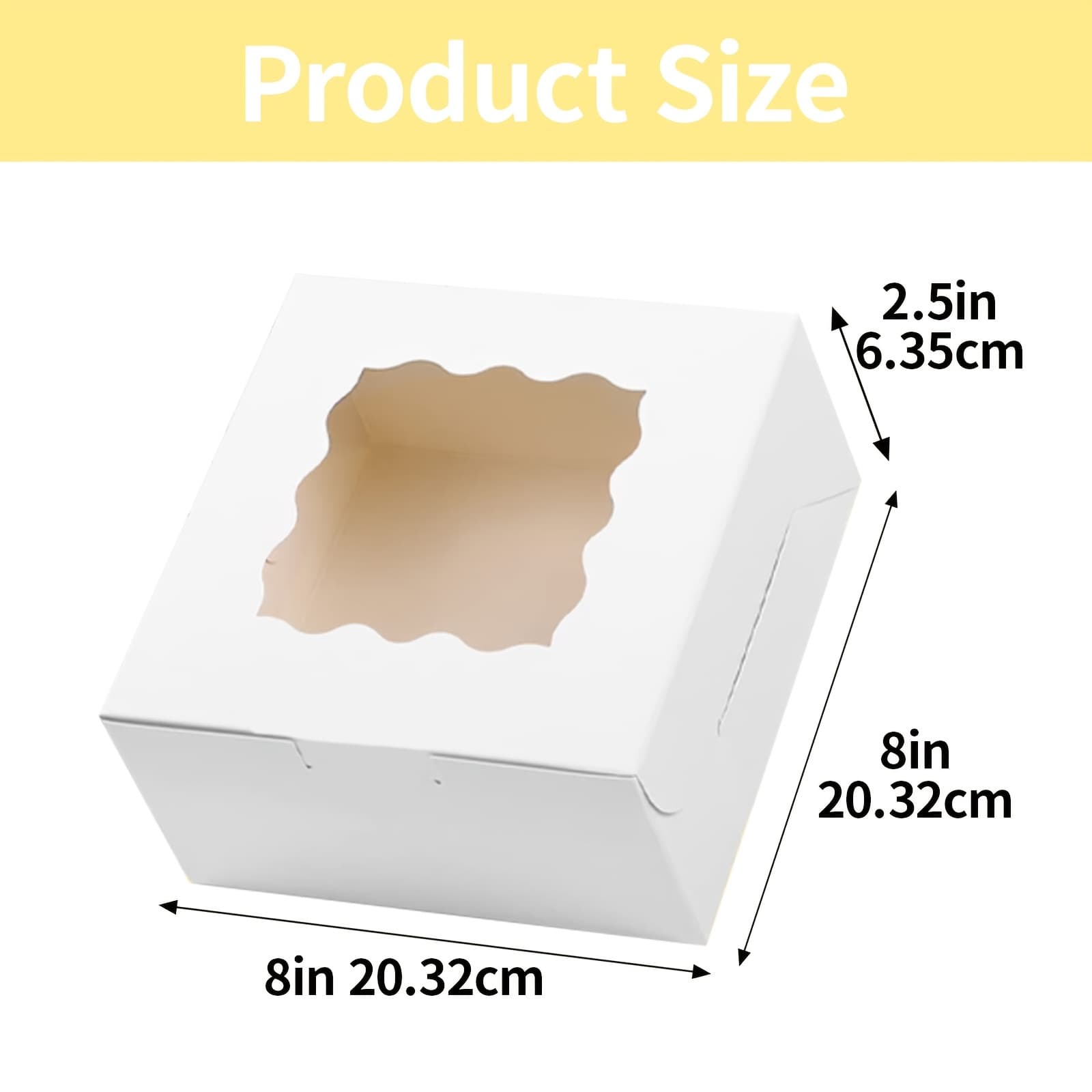 TEMU 30-pack Pie Boxes 8" X 8" X 2.5", Cookie Boxes, Bakery Boxes With Window For Muffins, Donuts And Pastries, For Birthday Party, Wedding And Father's Day (white)