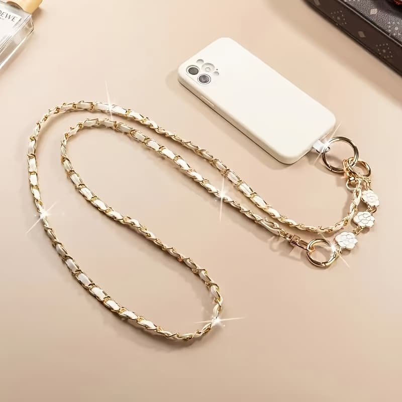 TEMU Fashion Camellia Chain Messenger Mobile Phone Lanyard, Mobile Phone Anti-loss Rope, Messenger Bag Hanging Chain, Outdoor Travel Portable Accessories