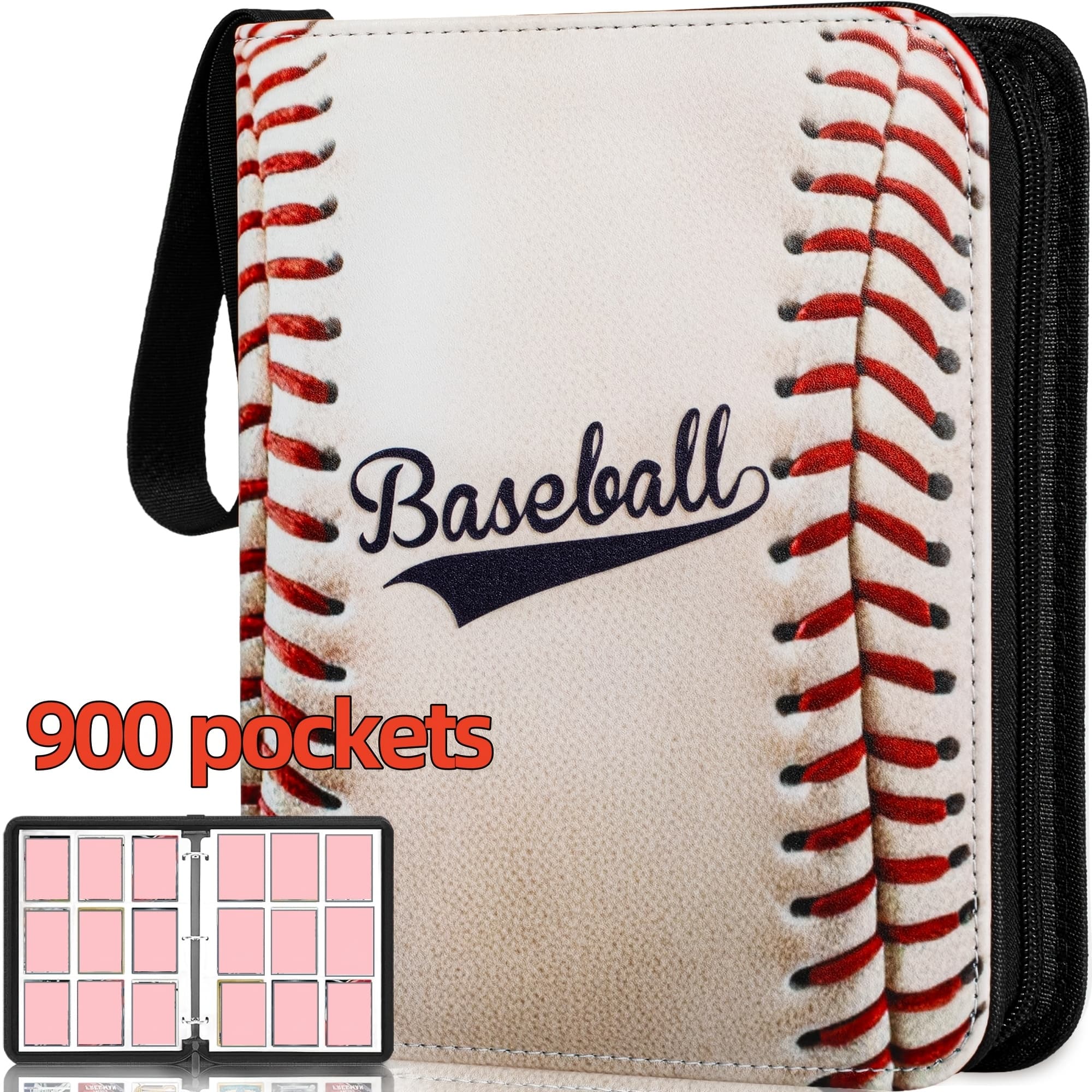 TEMU 900 Pockets Baseball Card Binder 9 Pocket, Trading Card Binder With 50 Removable Sleeves, Baseball Card Holder Sports Card Collection Binder Top Loader Binder For Mtg, Tcg, For Collectors Gift.
