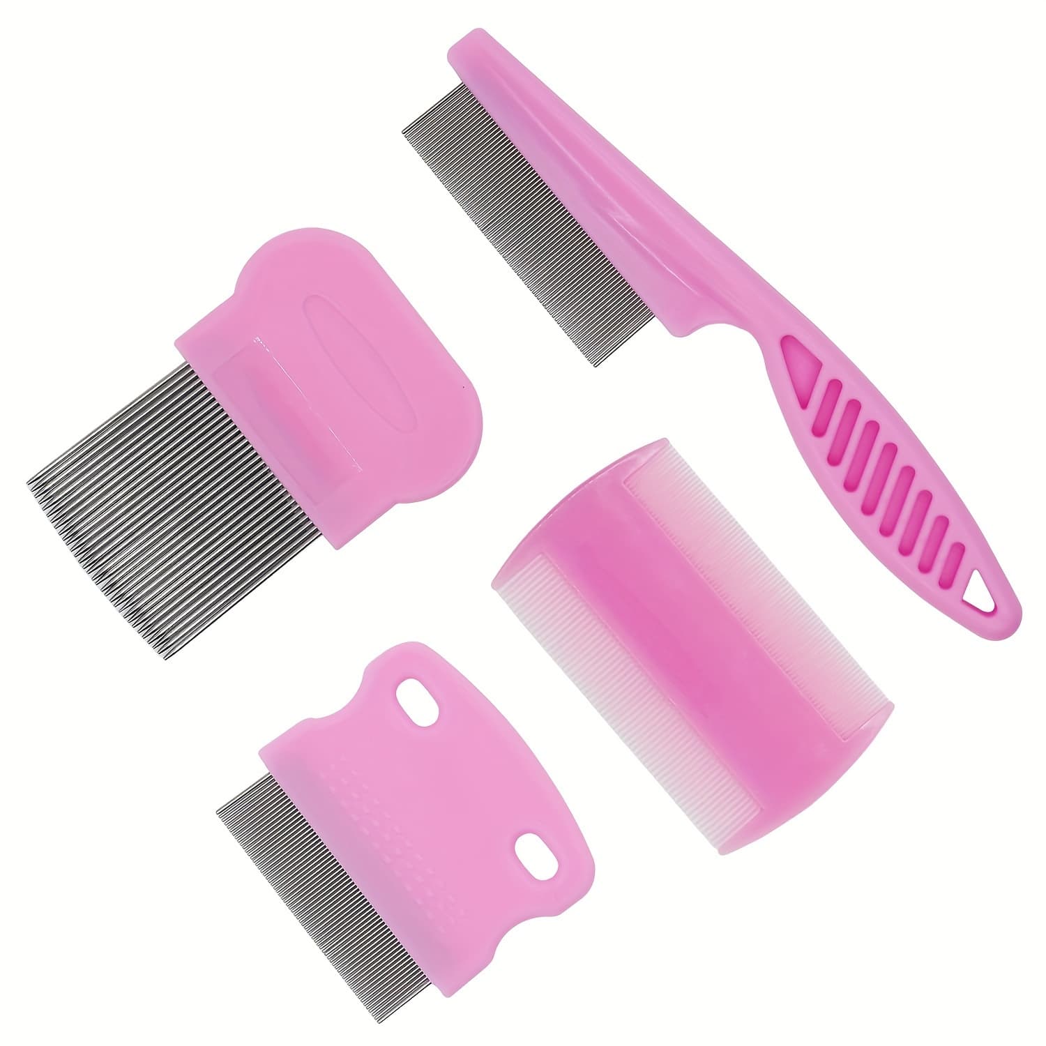 TEMU Grooming Kit - Stainless & Cat Combs For Detangling, Removal & Shedding (pink)