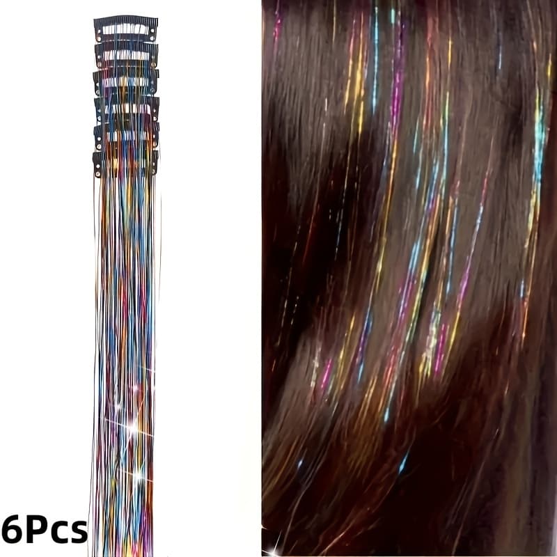 TEMU 6pcs Set Of Shiny Hair Pin Velvet Hair Additions - Colorful Sparkling Clip Style Hair, The For Women's Christmas Gifts, The For New Years