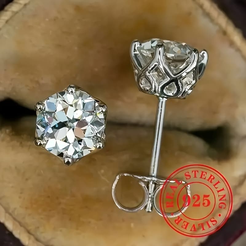 TEMU S925 Sterling Silvery Synthetic Zirconia Earring For Men And Women, Casual Daily Jewelry Gift