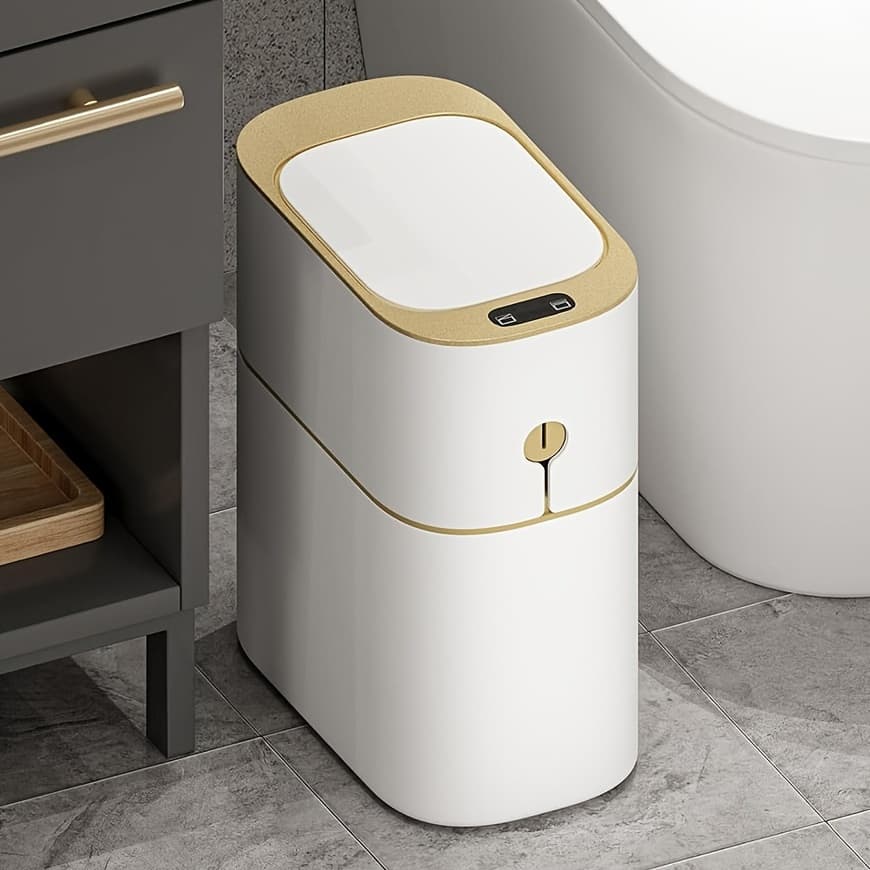 TEMU Joybos Automatic Touchless Self-sealing Trash Can With Pull-out Bin & Self-closing Lid - Odor, Slim Plastic Waste Basket Suitable For Bedroom, Bathroom, Office - Operation, Compact Automatic (no)