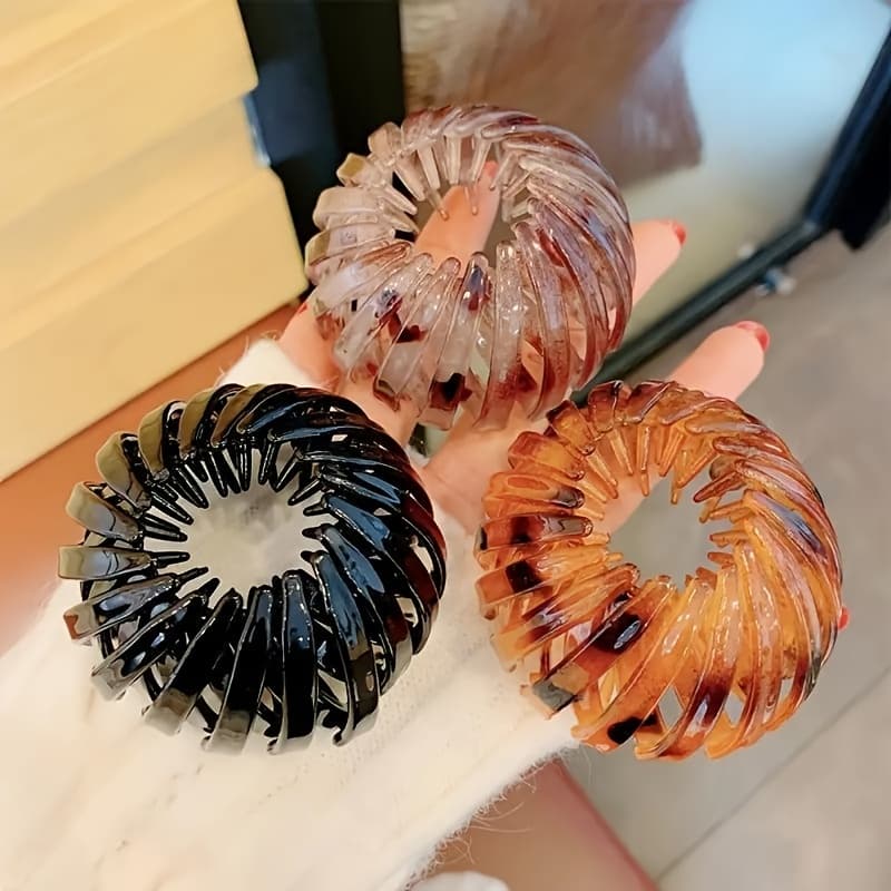 TEMU 3pcs Nest Hair Clips Women Coffee Color Shiny Color Matching Hair Claw Clips Daily Simple And Versatile Hair Accessories Ponytail Fixer Suitable For All Hair Types Ideal For Gifts
