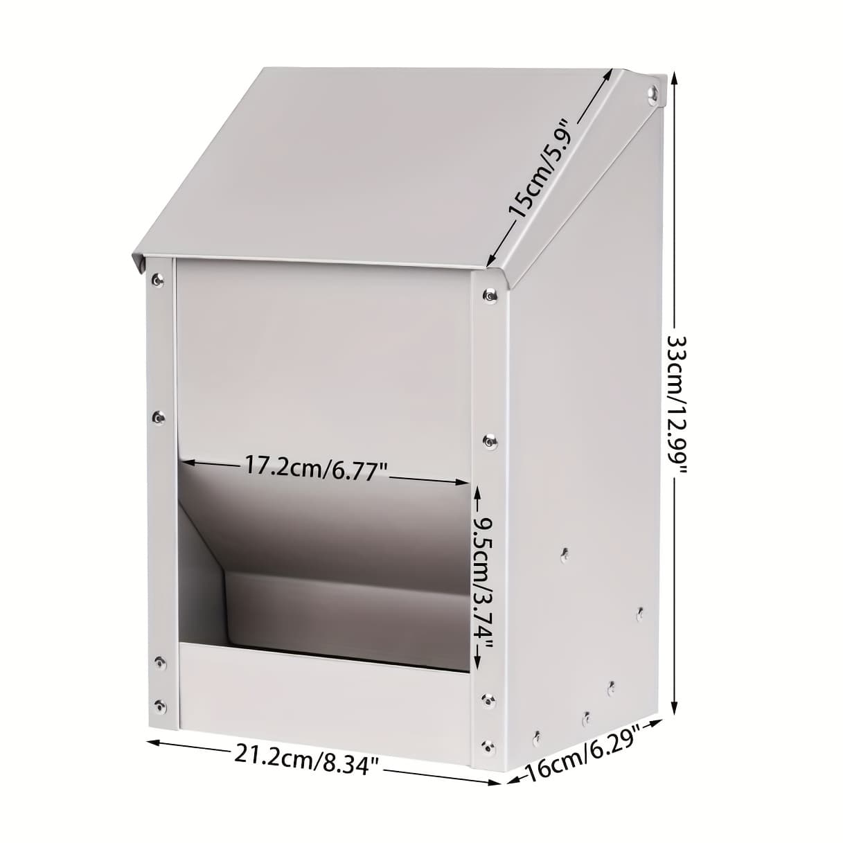 TEMU Stainless Steel Chicken Feeder, 10lb/23lb Capacity, Hanging Chicken Feeder, Durable Metal Structure, Livestock Feeding, Rust Resistant Material, Aesthetically Designed And Sturdy