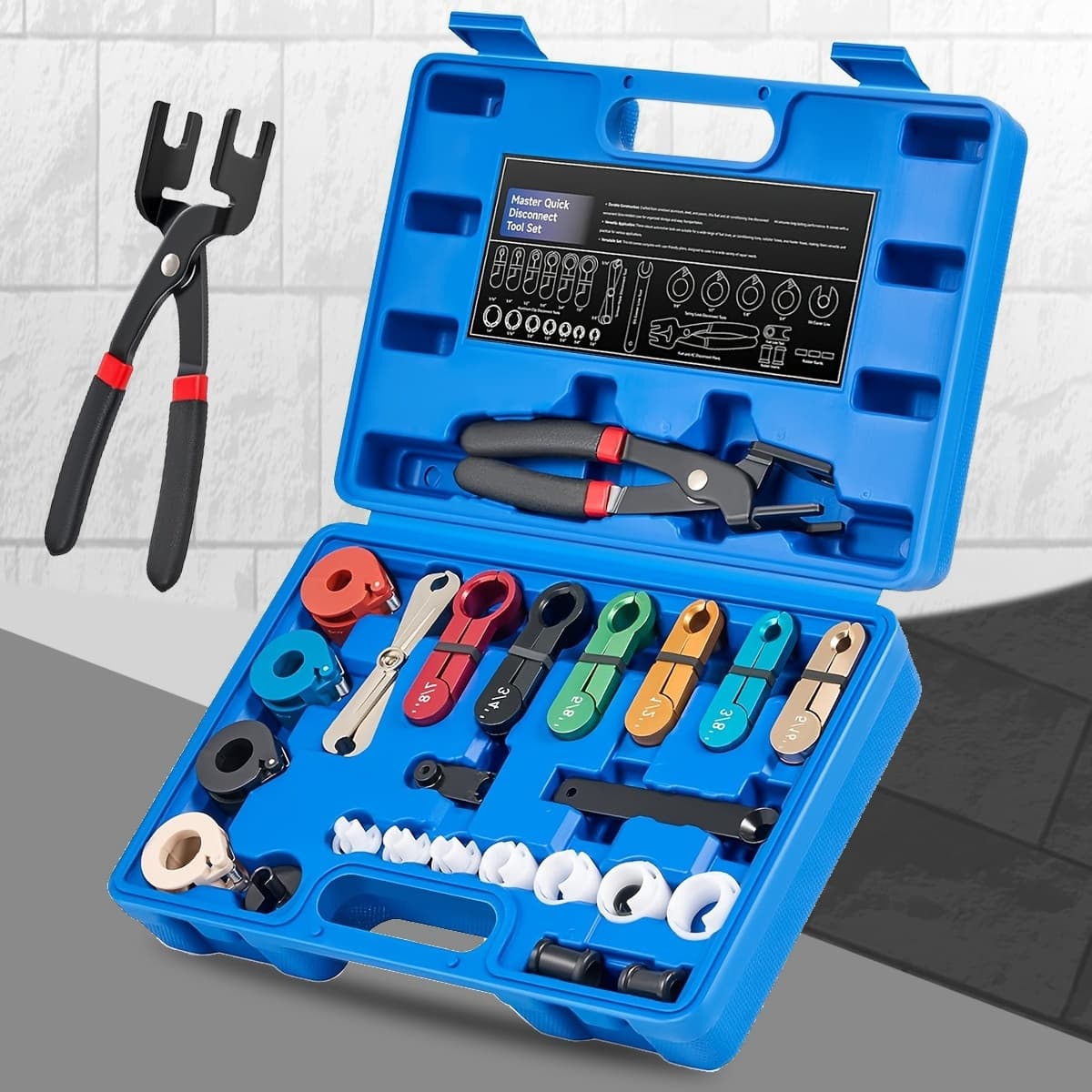 TEMU 26pcs Master Quick Disconnect Tool Kit, Fuel Line Disconnect Tool Set With Fuel And Ac Disconnect Pliers, Fuel Line Removal Tool Set For Ac Fuel & Transmission Systems, Blue