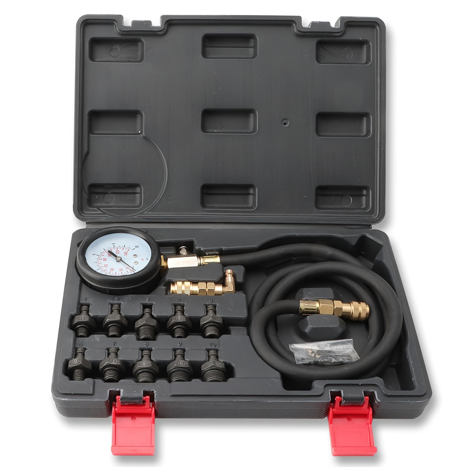 TEMU Oil Pressure Tester Kit Professional Oil Pressure Gauge Tool For Engine Diagnostic Test With Hose Adapters And Carry Case For Cars Trucks Use 0-140psi (gift With Purchase)