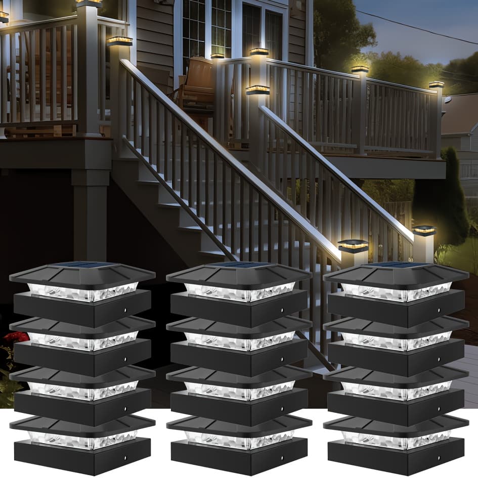 TEMU 8/12/16 Pack 4x4in Solar Post Lights, 3 (cool/warm/neutral White), 2 Brightness Levels, Auto For Deck/yard/garden