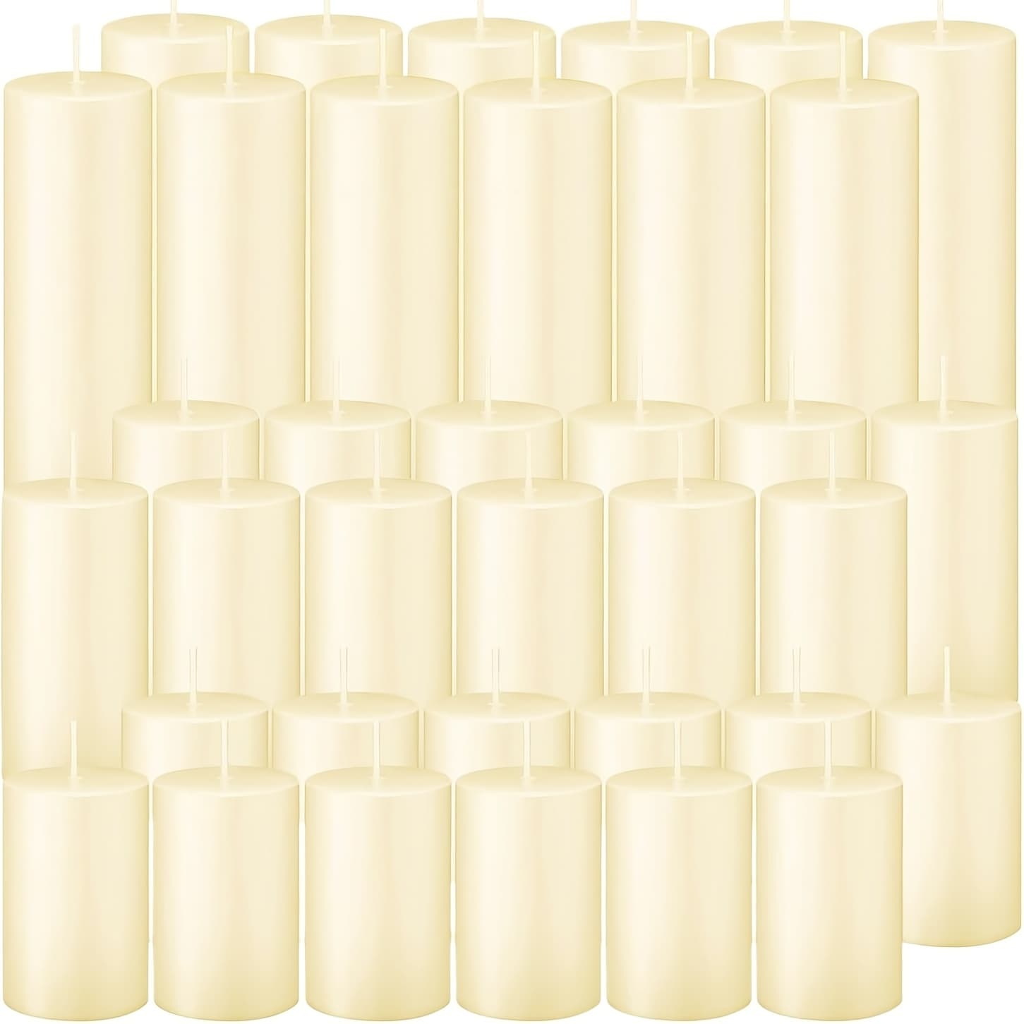 TEMU 36 Pillar Candles In Bulk, Burning For 38 Hours, Suitable For Weddings, Emergency Lanterns, And Ceremonial Parties.
