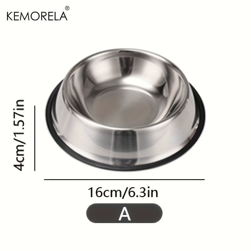 TEMU Stainless Steel Pet Bowls, Anti-slip Rubber Rings, Pet Food Bowls, Cat Bowls, Dog Bowls, Drinking , Pet Supplies, Suitable For Pets Of Different Sizes