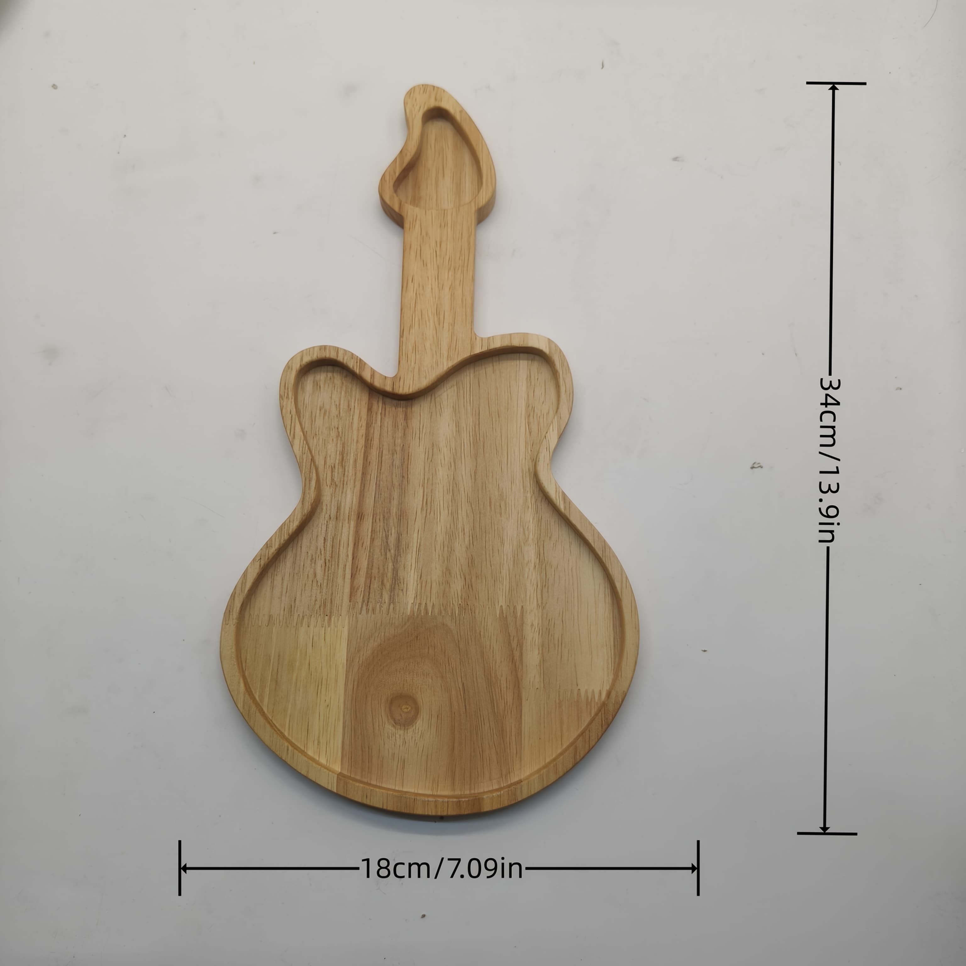 TEMU Guitar-shaped Wooden Serving Tray - Abstract Art Oil-rubbed Finish Multifunctional Decorative Plate For Holiday Parties, Afternoon Tea & Snacks - Decor, Natural , Trays For Home Decor