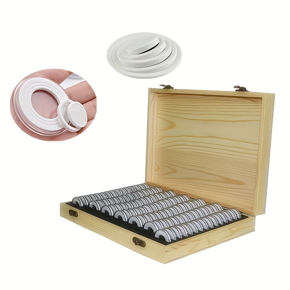 TEMU 100pcs Coin Capsules Storage Box W/ Wooden Case Holders Collection Display Case
