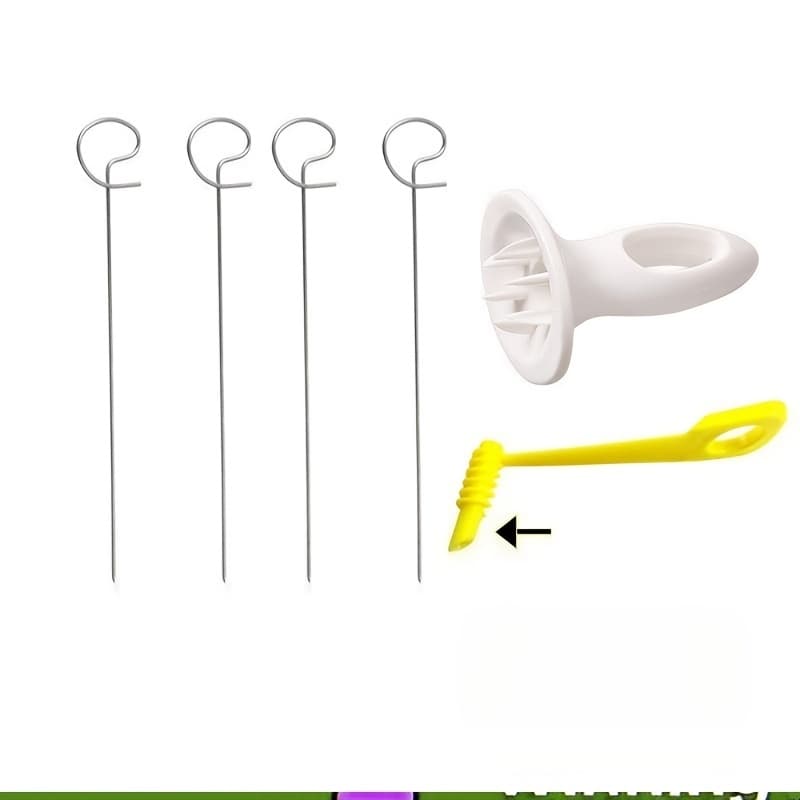 TEMU 6pcs Stainless Steel Spiral Potato Slicer Set - Manual Vegetable Twister, Suitable For Bbq And Camping, No Flint Or Magnesium Rod Included