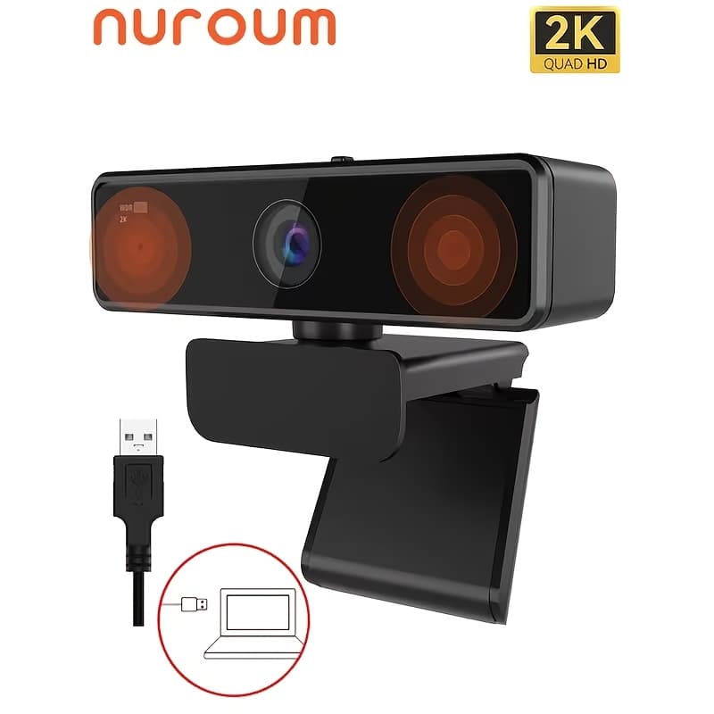 TEMU Nuroum V11 2k Webcam Compatible For Zoom/ / - 1440p Hd Video, 360° Rotatable Conference Camera With Dual Mic, Usb-powered, & Nearsync Software For Pc/laptop (/) - Low,