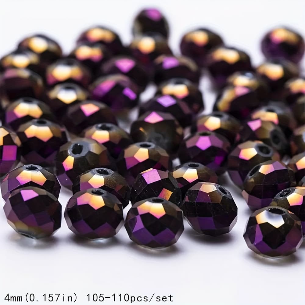 TEMU 4/6/8mm Purple Crystal Beads Glass Beads Bracelet Beading Handmade Bead Spacer Beads Loose Beads For Earrings Necklace Jewelry Additions Craft Making Clothing Additions