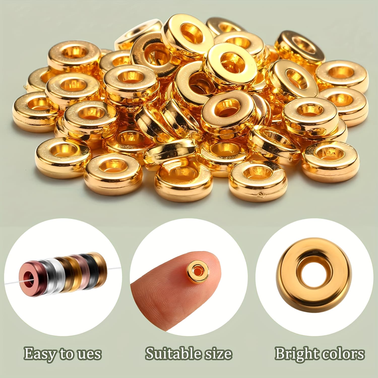 TEMU 2d Flat - 600pcs Of 6mm Disc Spacer Beads, Flat Round Metal Beads, Spacers For Crafting Jewelry, Bracelet Making, And Beading Pen Spacers In Assorted Colors