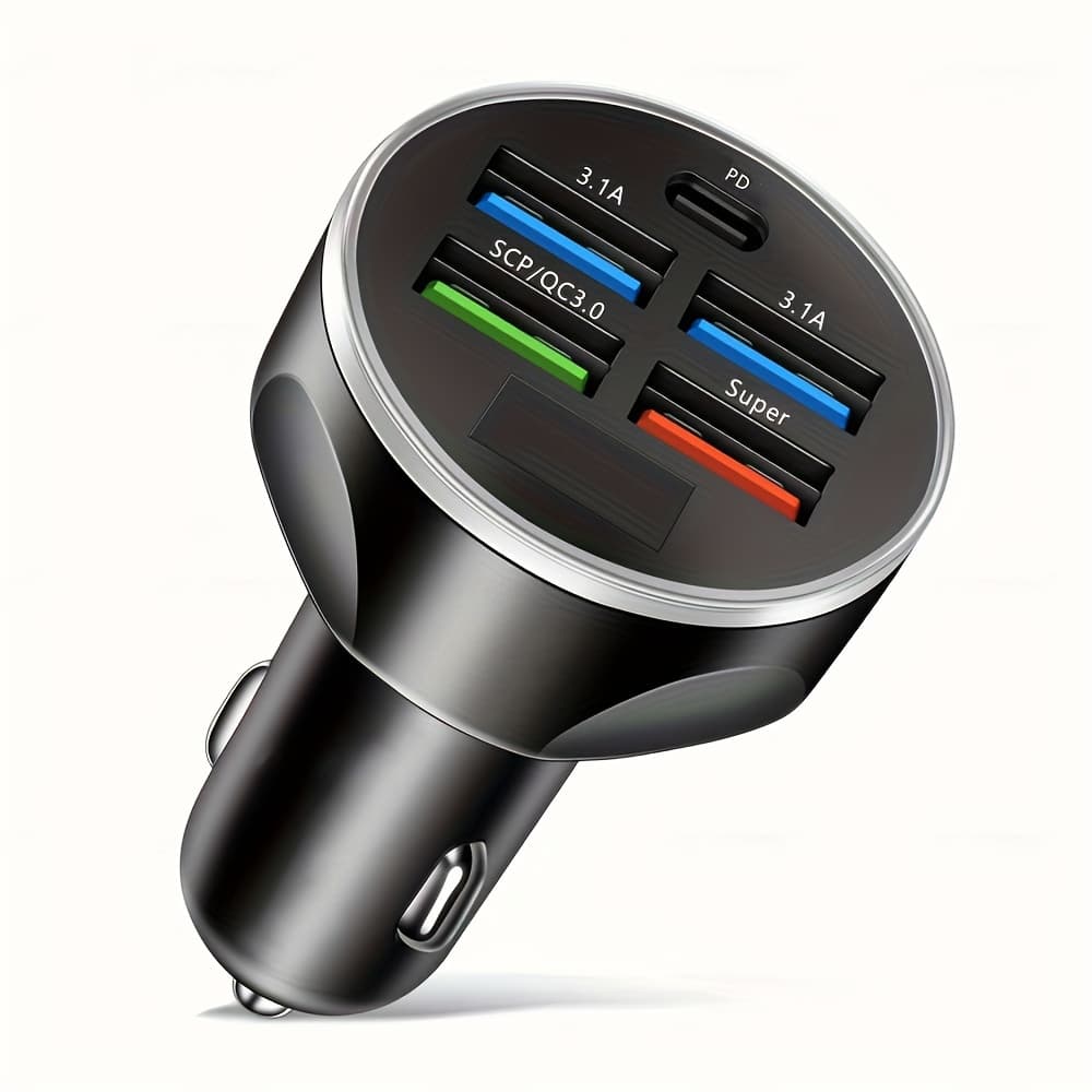TEMU Pd + Qc 3.0 Fast Charging Car Phone Charger Adapter 4 Ports Usb Type C Pd Quick Charge 3.0