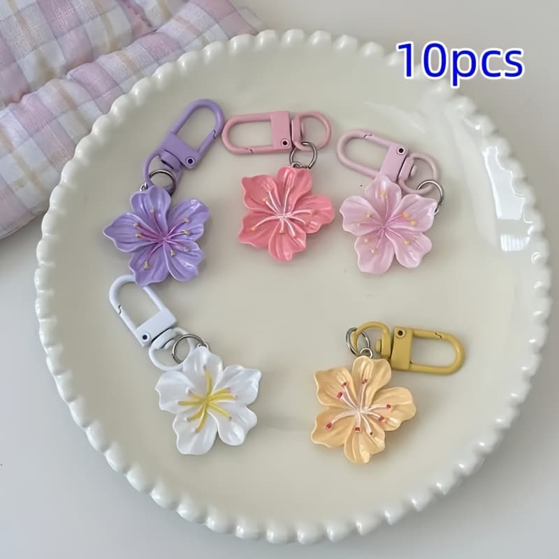 TEMU 10pcs Keychain, Sweet And Easy Flower Pendant, Lobster , Alloy/, Couple And Friend Gifts, Decorative Bag Additions, Colorful, Bag Additions