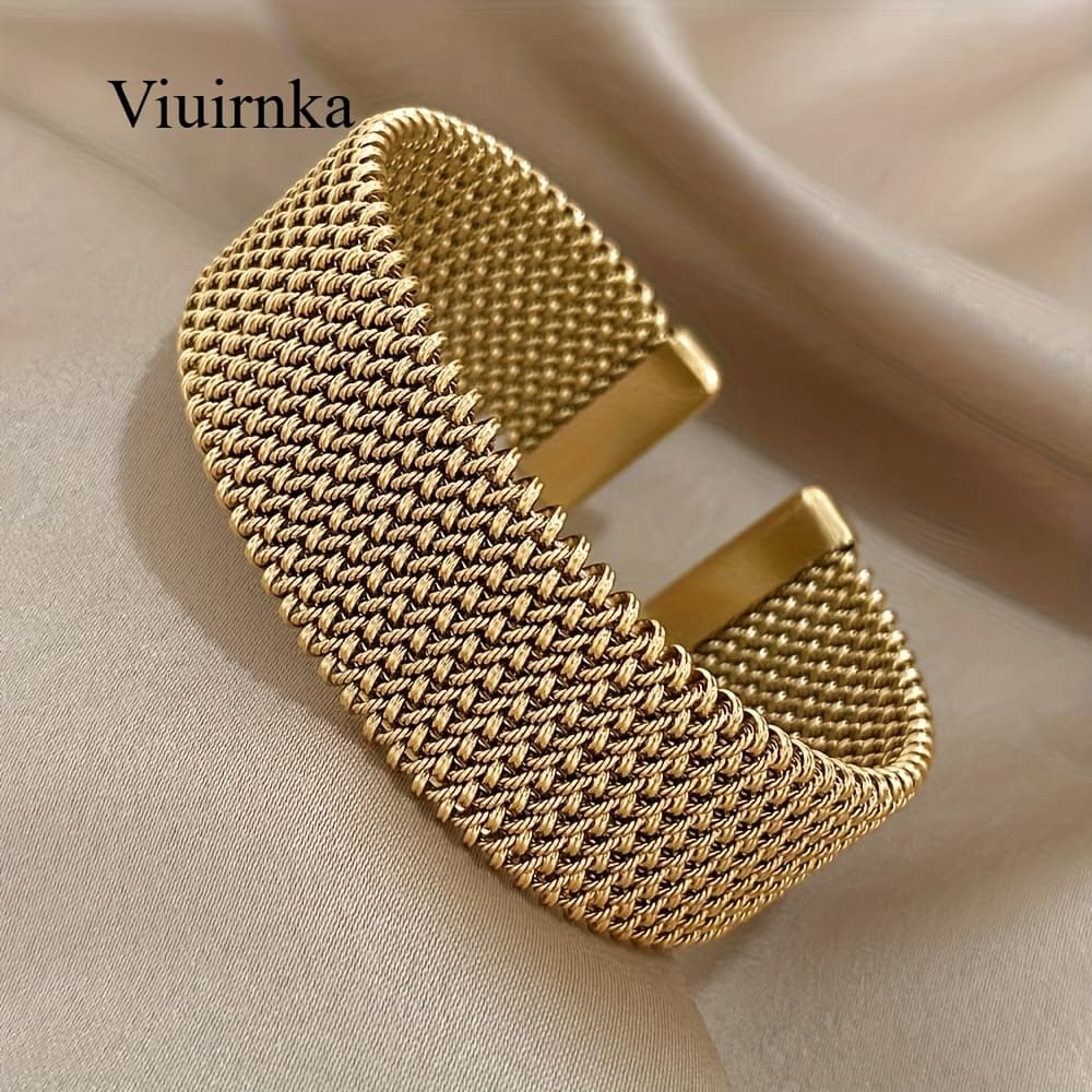 TEMU Stylish Wide Cuff Bracelet For Women, Made Of Stainless Steel With A - Perfect For Parties, Weddings, And , And Comes In A Gift Box, Making It An Ideal Present
