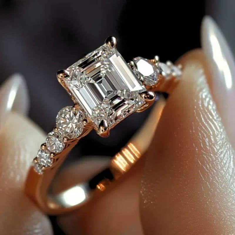 TEMU Delicate Inlay Square Synthetic Zirconia Rings For Women Engagement Wedding Banquet Fashion Ring Jewelry
