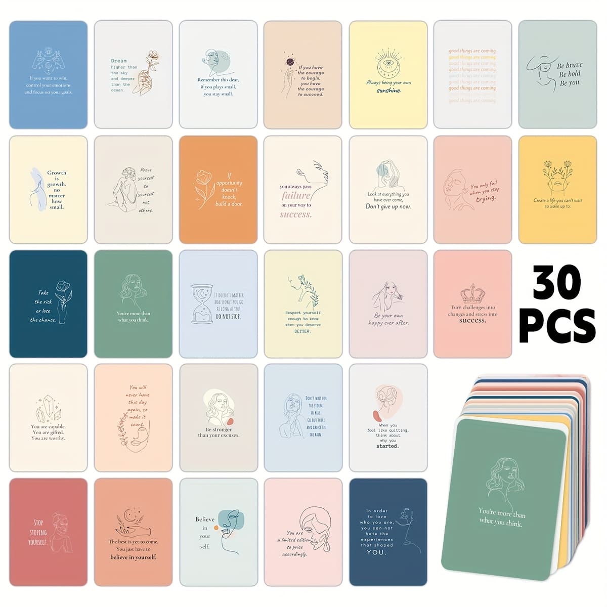TEMU 30pcs Affirmation Cards For Women And Men, Unique Positive Quotes Cards For Relax, Meditation And Self Care Gift, Colleagues Students