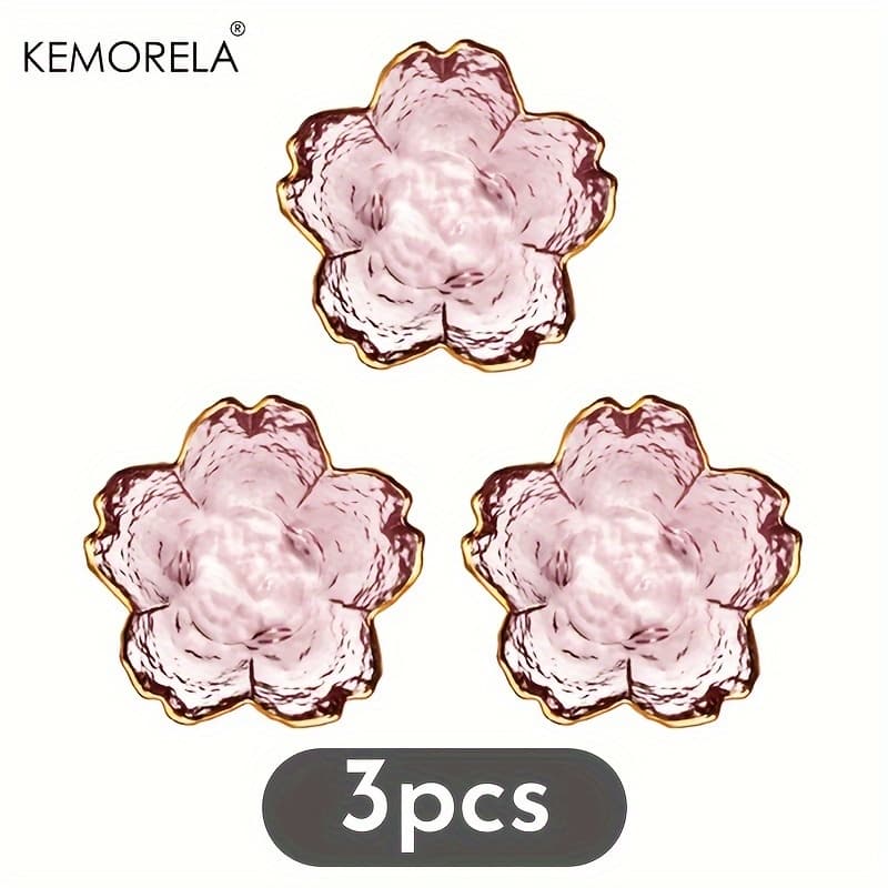 TEMU Kemorela 2/3pcs Small Glass Plate With Mini Seasoning Dessert Sakura Bowl For Ice Cream Salad