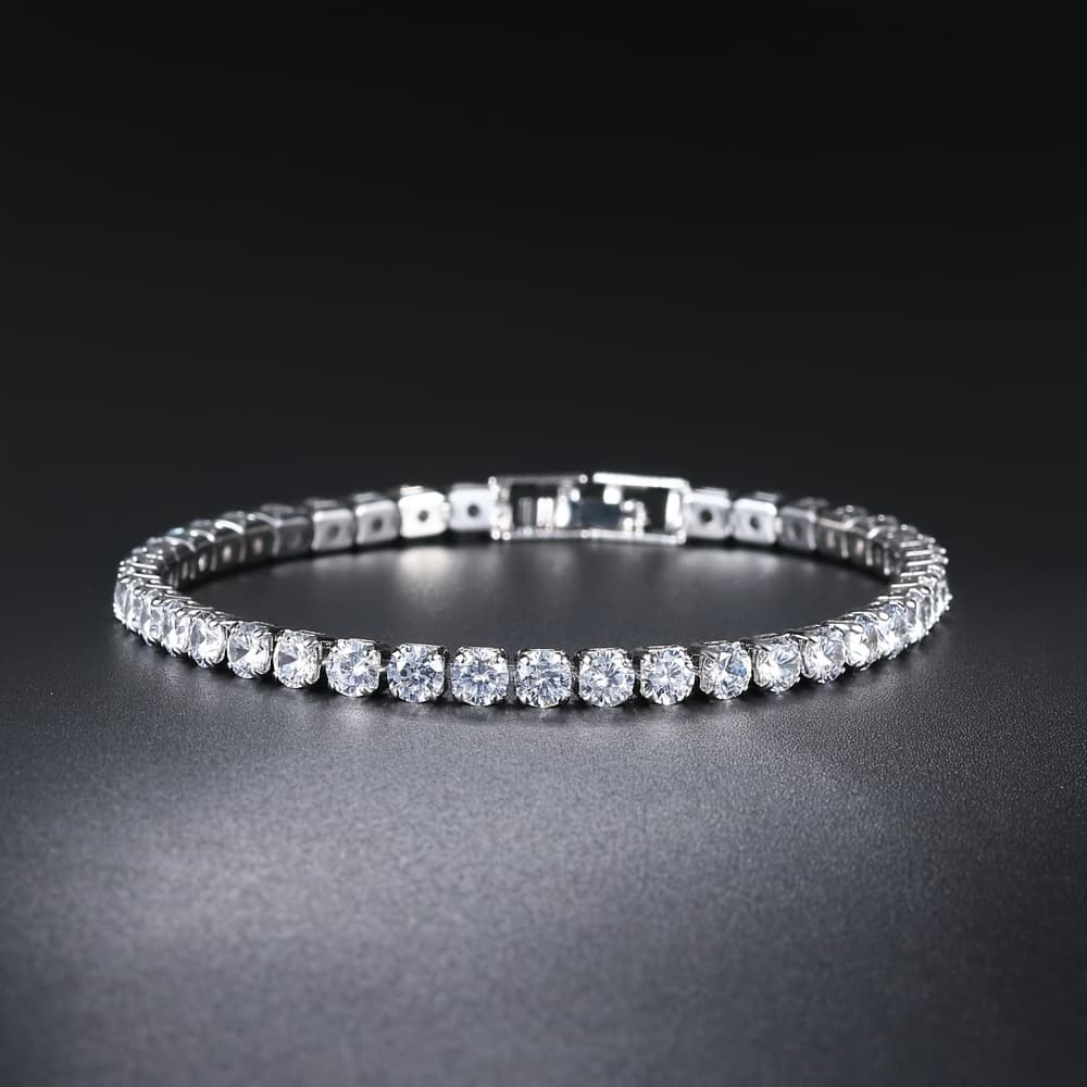 TEMU Moissanite For Men And Women, Round Chain Shining With A Single Artificial Gemstone Precious Accessory, High-quality Women's Jewelry