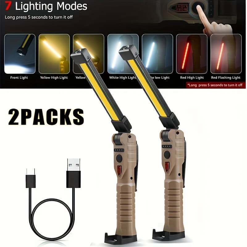 TEMU 1/2/4/6/8/10pcs Rechargeable Work Lights, Cob Led Flashlights, Outdoor Camp Light, Portable Hanging Work Lamp With Built-in Battery For Camping, Yard, Party And Vehicle Maintenance Lamp