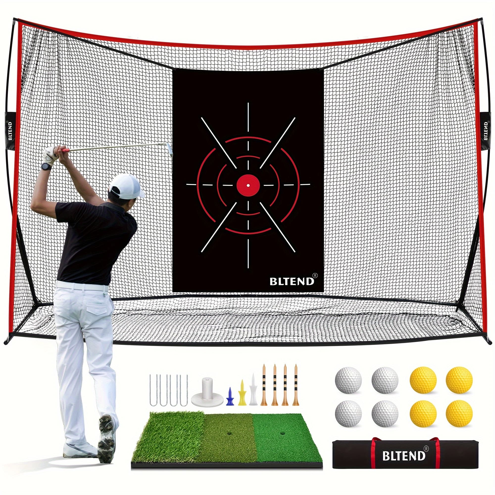 TEMU 10x7ft Golf Practice Nets For Backyard Use - Durable Golf Hitting Net With Tri-turf Mat - Gear For Indoor And Outdoor - Perfect Gifts For Golf Enthusiasts