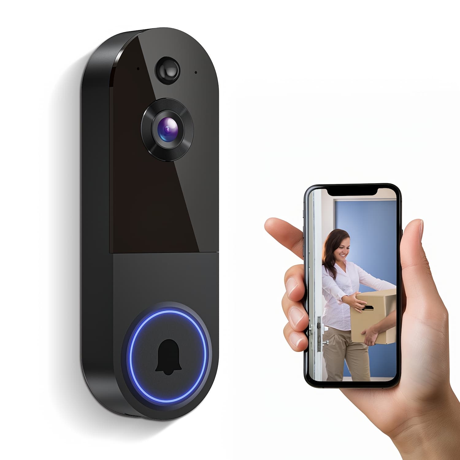 TEMU 1080p Doorbell Camera Wireless, Smart Video Cam, Ai Human Detection, 2 Way Audio, , Night Vision, Cloud Storage, Indoor Outdoor Surveillance, 2.4g/5g Wifi