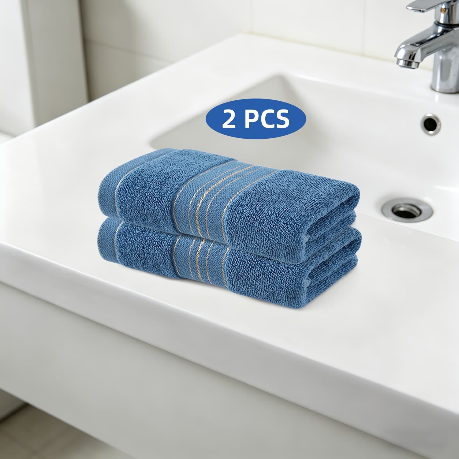 TEMU 2pcs 100% Cotton Quick Dry Towel, Ultra Soft High Absorbent Lightweight Plush Durable Towel With Golden , Portable Essential For Gym, Spa, Daily Use