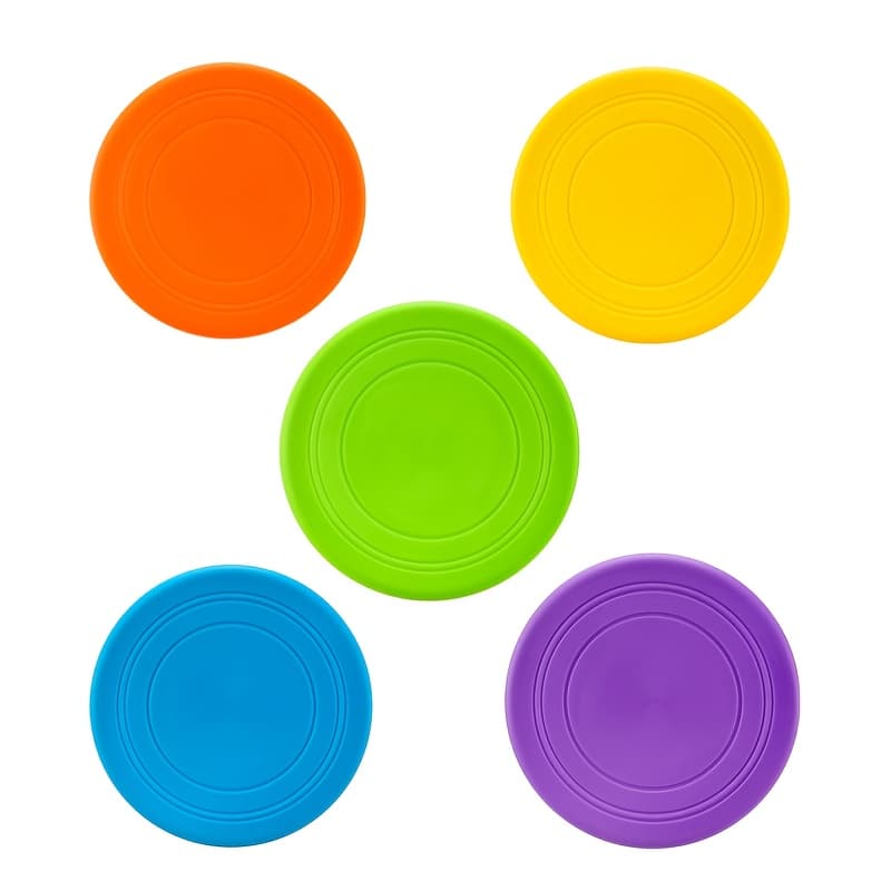 TEMU 5pcs Random Color Flying Disc Set, Thickened Material, Soft And Durable, Pet Interactive Training Disc, Portable Design, Easy Throwing | Ideal For , Parties, And