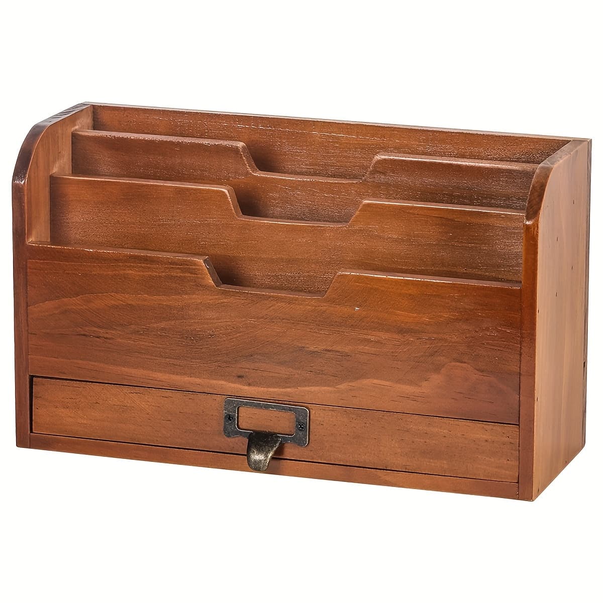TEMU High-capacity Wooden File Storage Rack With Multi-compartment Organizer, Drawer And Desktop Folder For Office, Study, And Home Bookcase, Utility Racks